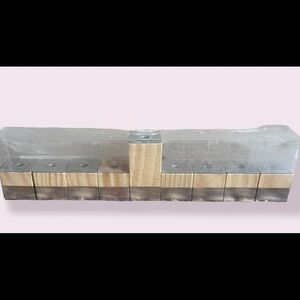 New in package  Hanukkah menorah silver metal & wood gold silver holidays